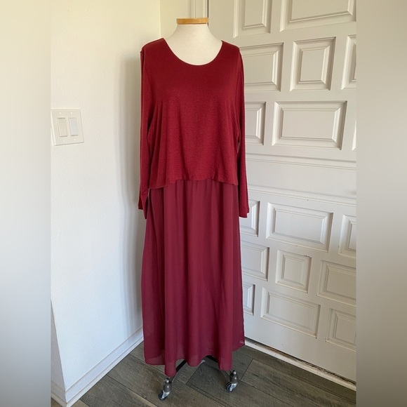 NWT Soft Surroundings Cassie Dress Long Maxi Chiffon Cabernet Size XL 1X 2X 3X - Picture 16 of 16